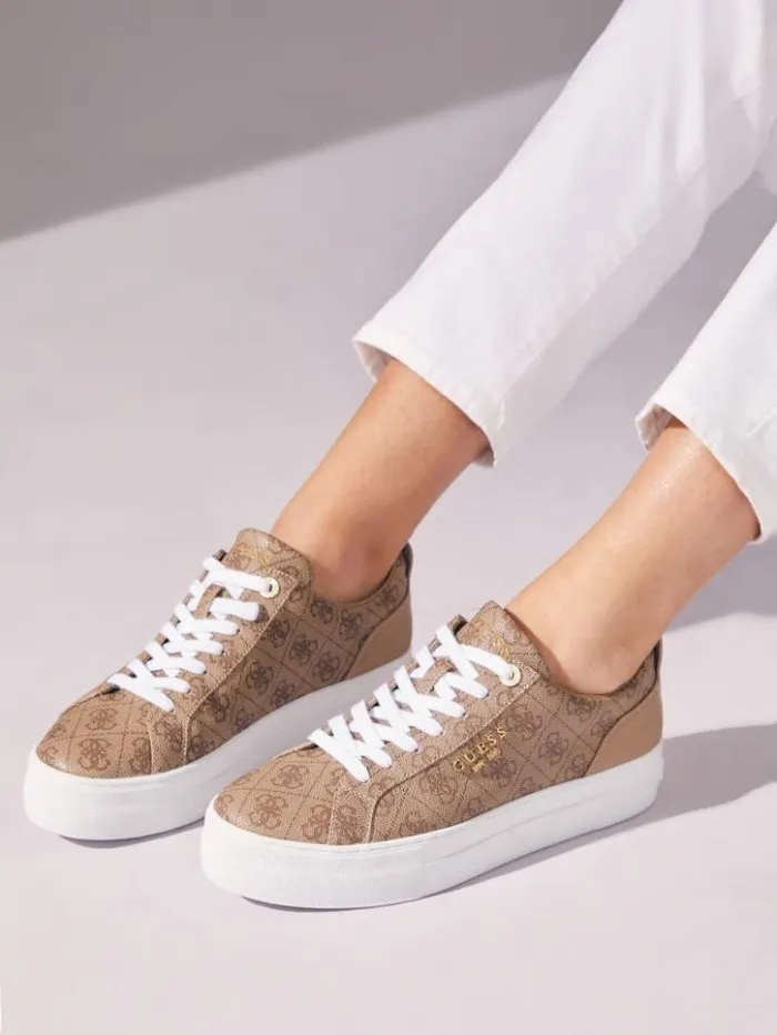 Women GUESS Sneakers Logo Print LowTop Sneakers Light Natural 110