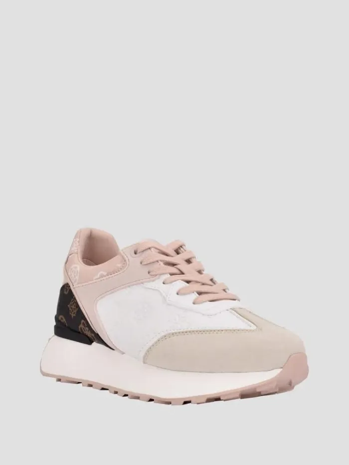 Women GUESS Sneakers Luchia Logo Pop Joggers White Multi Leather