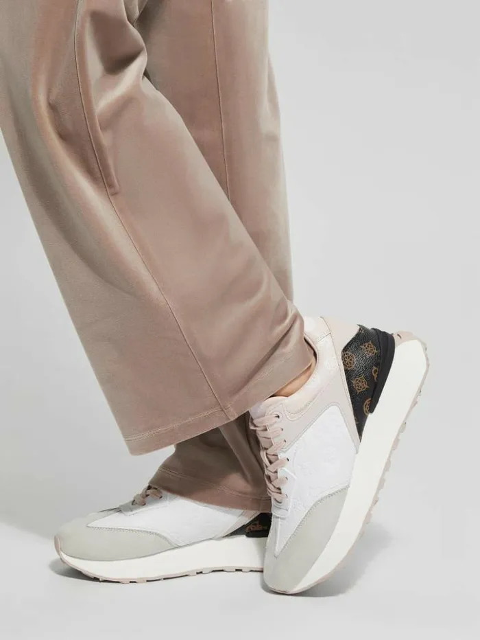 Women GUESS Sneakers Luchia Logo Pop Joggers White Multi Leather