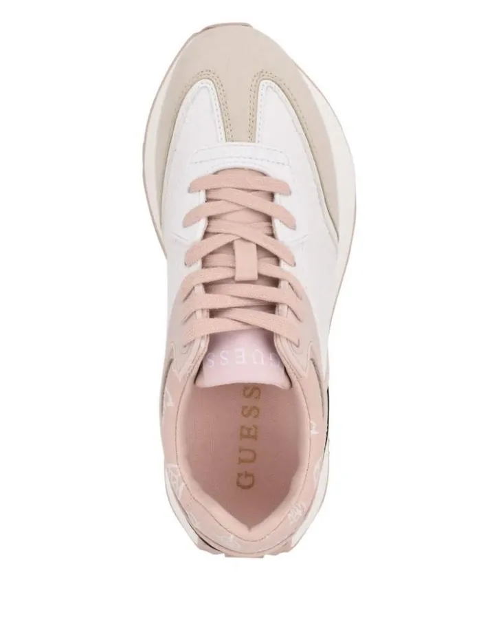 Women GUESS Sneakers Luchia Logo Pop Joggers White Multi Leather