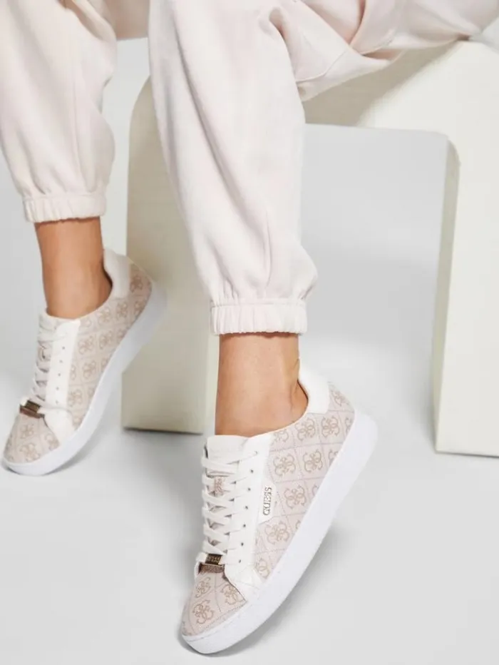 Women GUESS Sneakers Renzy Debossed Logo LowTop Sneakers Dark Natural
