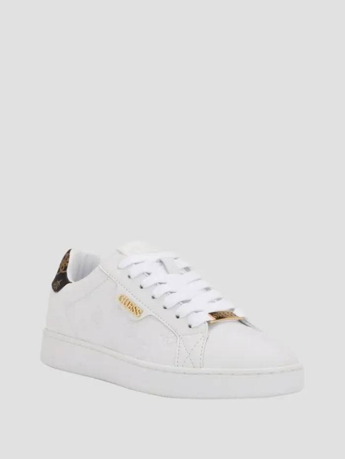 Women GUESS Sneakers Renzy Debossed Logo LowTop Sneakers White Graffiti