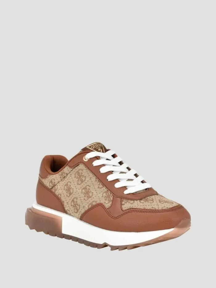 Women GUESS Sneakers Side Logo Joggers Medium Brown