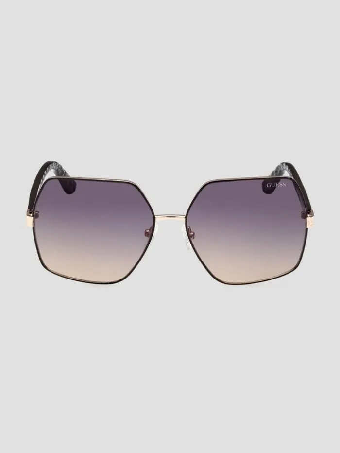 Women GUESS Sunglasses Aurora Oversized Trim Sunglasses 05b black