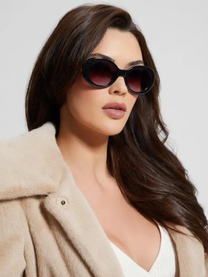 Women GUESS Sunglasses Navaeh Plastic Stone Sunglasses Black
