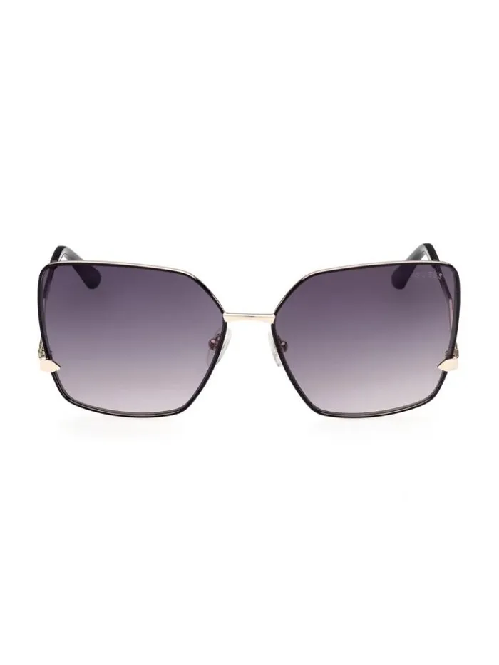 Women GUESS Sunglasses Oversized Square Zigzag Sunglasses 05b black