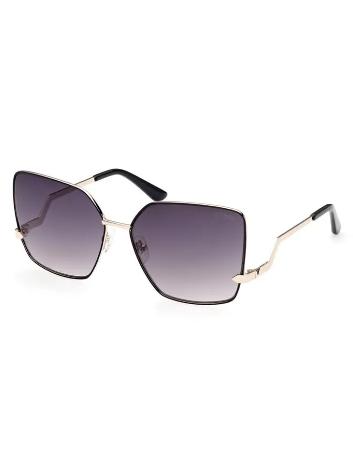 Women GUESS Sunglasses Oversized Square Zigzag Sunglasses 05b black