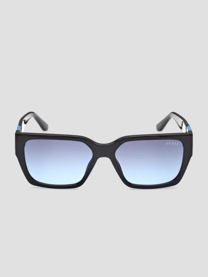 Women GUESS Sunglasses Square Sunglasses And Fabric Chain Set Blueother Gradient Blu