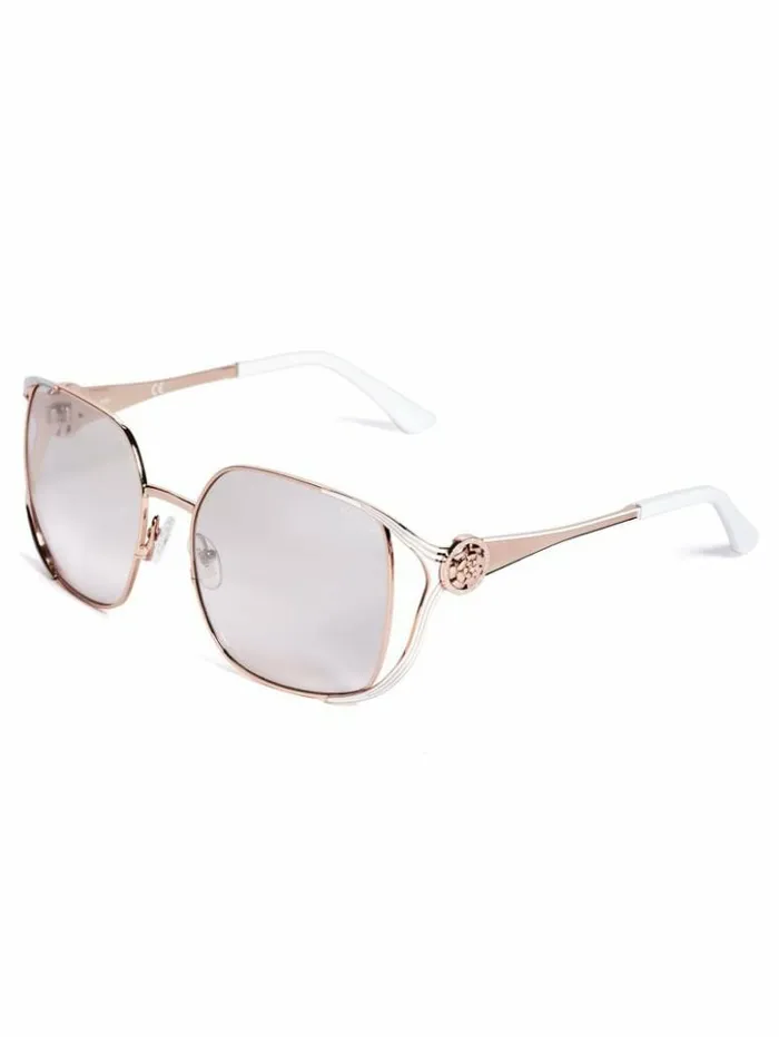 Women GUESS Sunglasses Vera Square Metal Sunglasses Blush