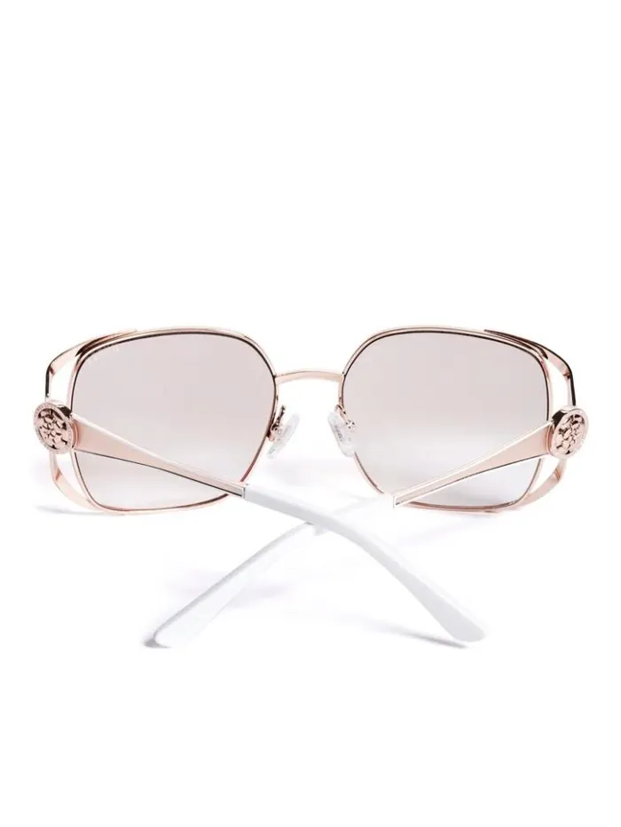 Women GUESS Sunglasses Vera Square Metal Sunglasses Blush