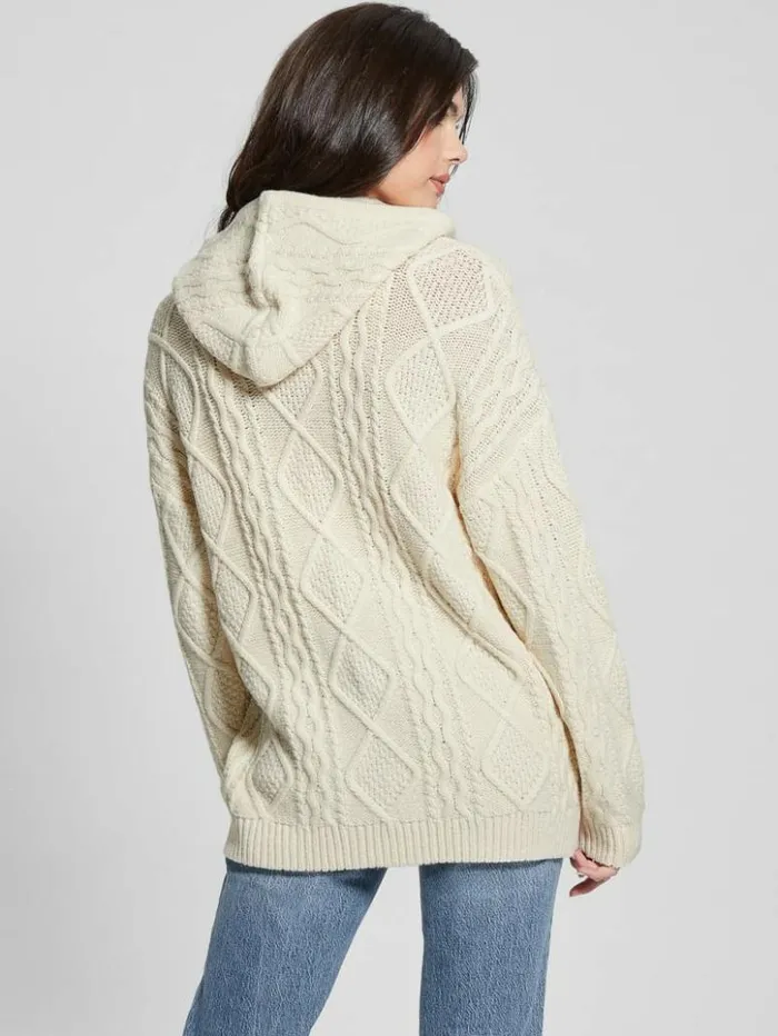 Women GUESS Sweaters and Knits Chiba FullZip Sweater Pearl Oyster