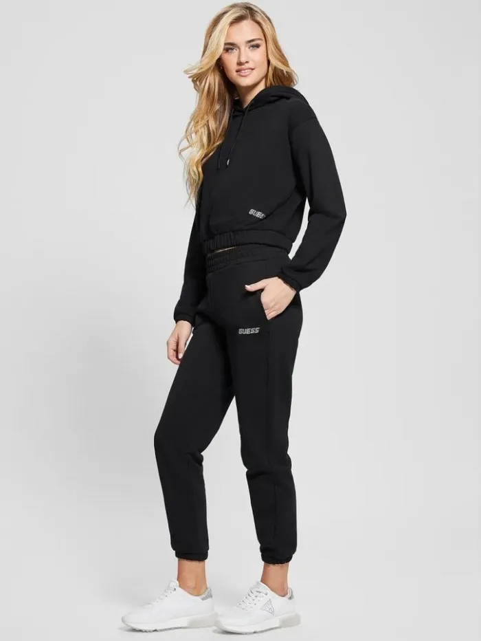Women GUESS Sweaters and Knits Eleanora Cropped Hoodie Black