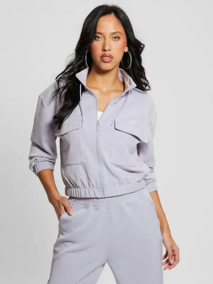Women GUESS Sweaters and Knits Euphemia Cargo ZipUp Sweater Glacier Sea Blue Women GUESS Sweaters and Knits Euphemia Cargo ZipUp Sweater Glacier Sea Blue