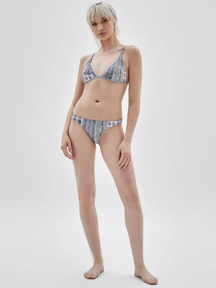 Women GUESS Swimwear GUESS Originals Plaid Bikini Top Sandy Shore Multi