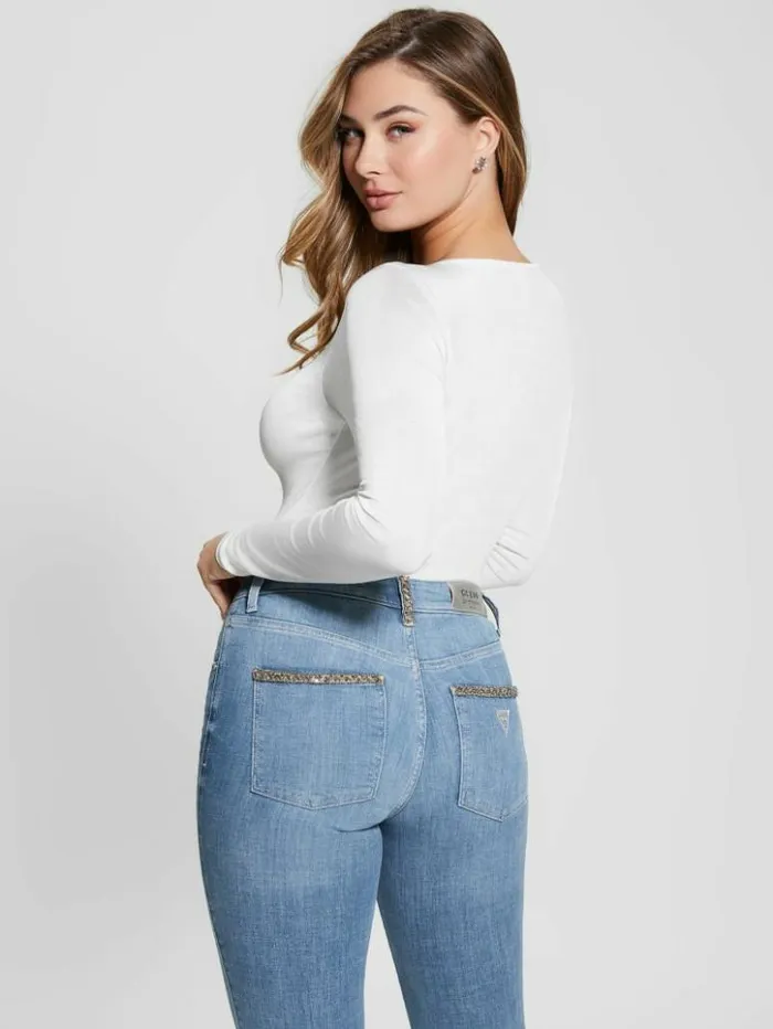 Women GUESS Tops Allura Bodysuit Cream White