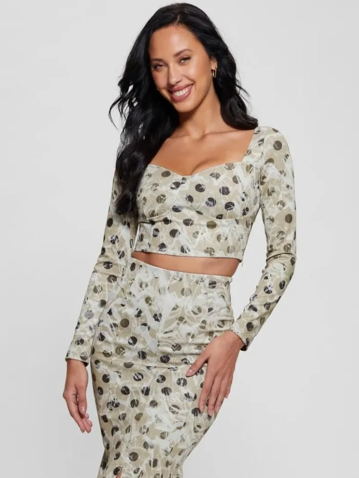 Women GUESS Tops Amy Crop Top Sandy Polka Dots