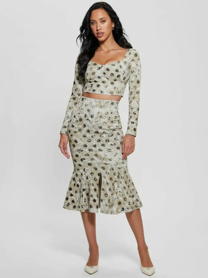 Women GUESS Tops Amy Crop Top Sandy Polka Dots