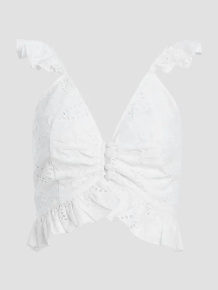 Women GUESS Tops Arielle Eyelet Top Pure White
