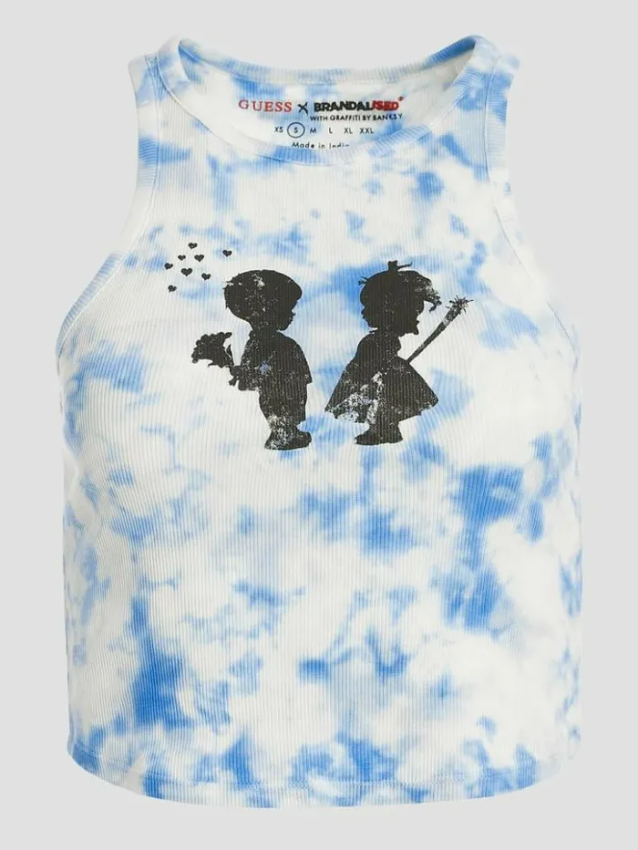 Women GUESS Tops Boy And Girl Graphic Tank Top Morning Glory Multi