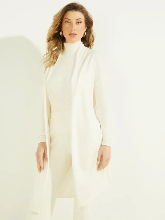 Women GUESS Tops Camille OpenFront Cardigan Cream White