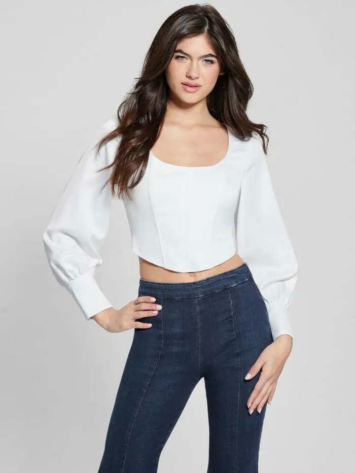 Women GUESS Tops Eco Isabel Corset Top Pure White