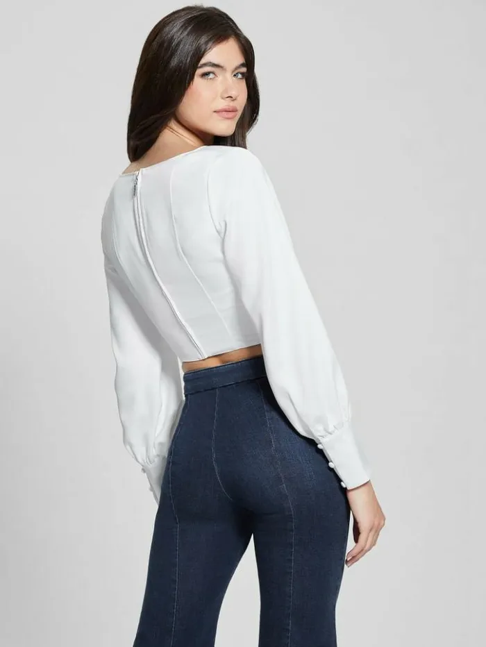 Women GUESS Tops Eco Isabel Corset Top Pure White