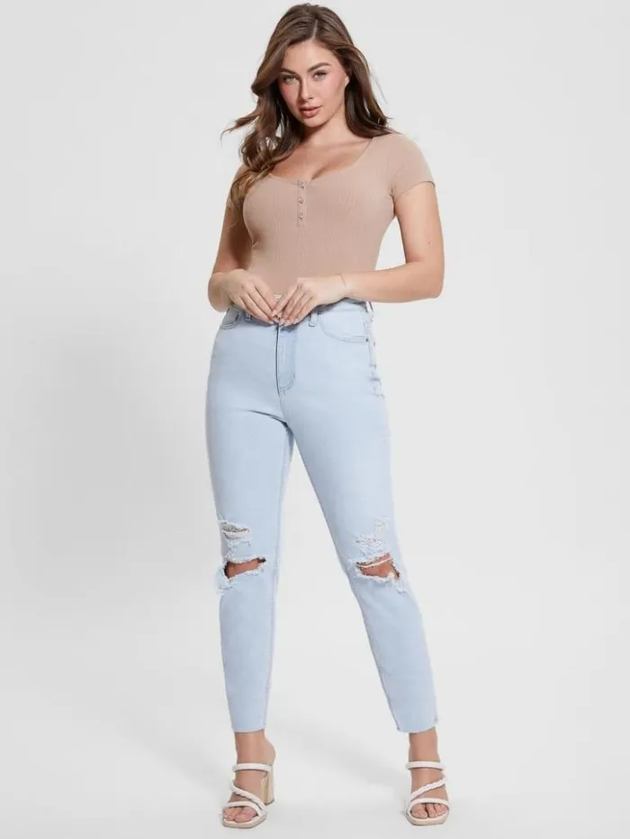 Women GUESS Tops Eco Karlee Henley Tee Light Rum