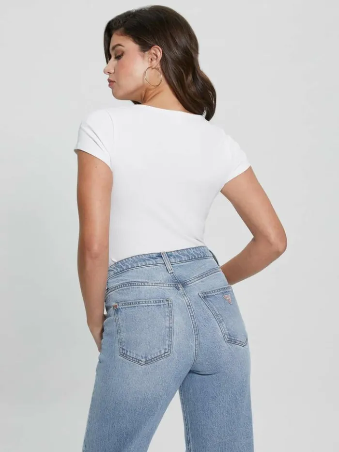Women GUESS Tops Eco Karlee Henley Tee Pure White
