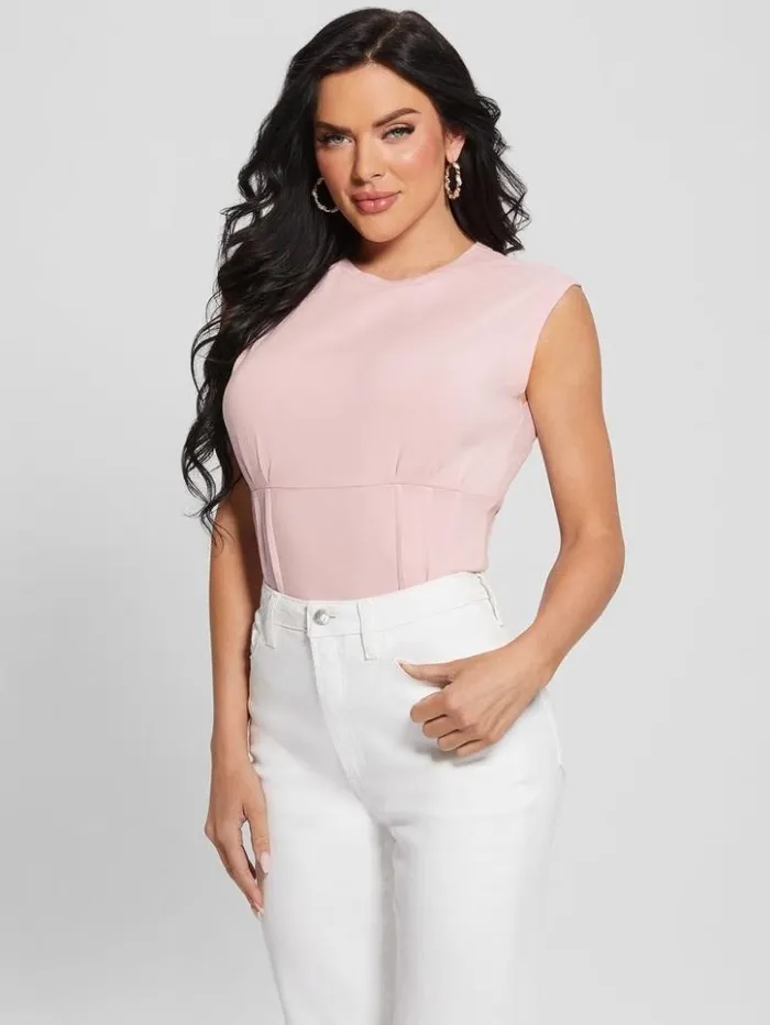 Women GUESS Tops Eco Karmen Corset Tee Mauvelous