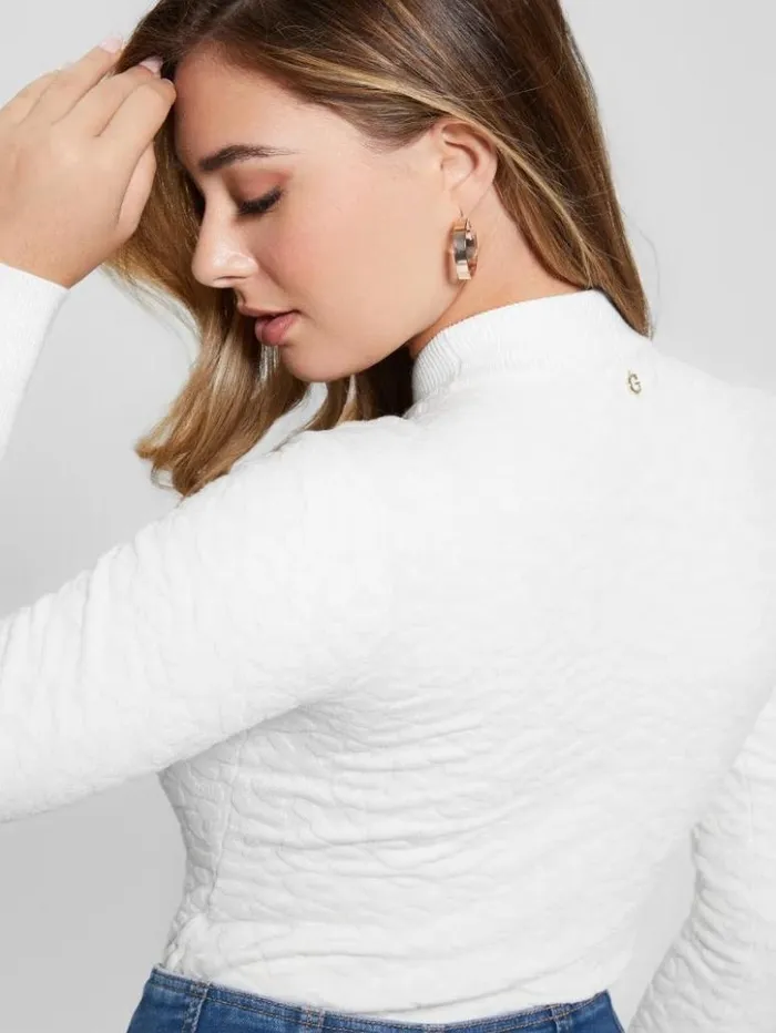 Women GUESS Tops Eco Leopard Willa Sweater Dove White