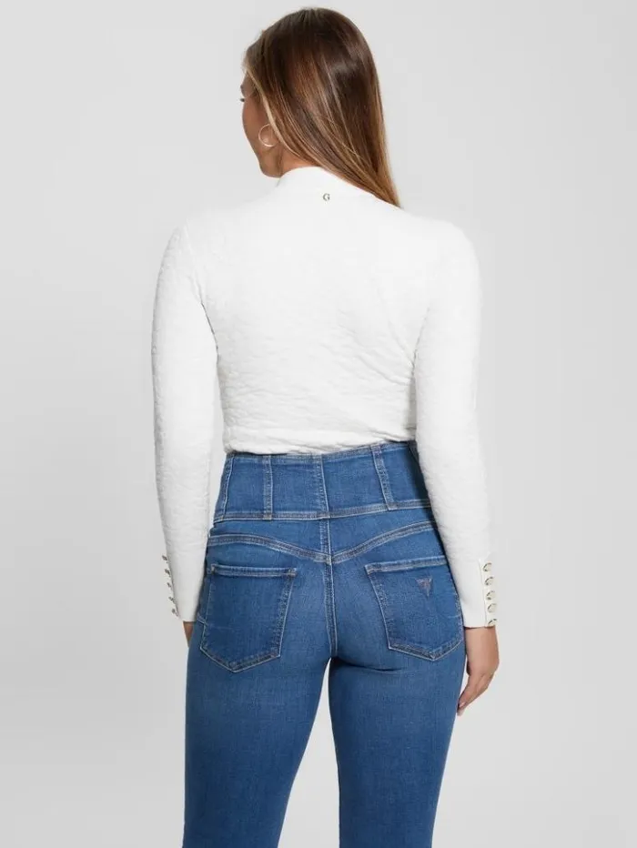 Women GUESS Tops Eco Leopard Willa Sweater Dove White