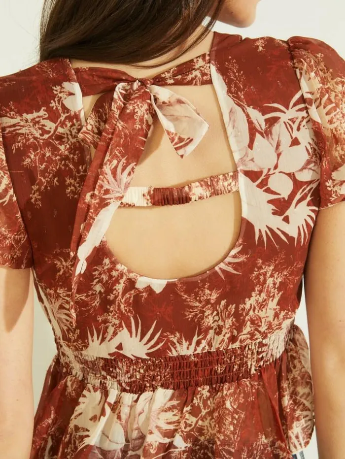 Women GUESS Tops Eco Lila Paisley Top Country Garden Toile Prin