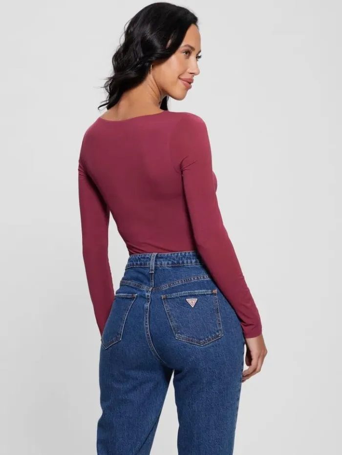 Women GUESS Tops Eco Mena Twisted Top Tahiti Red