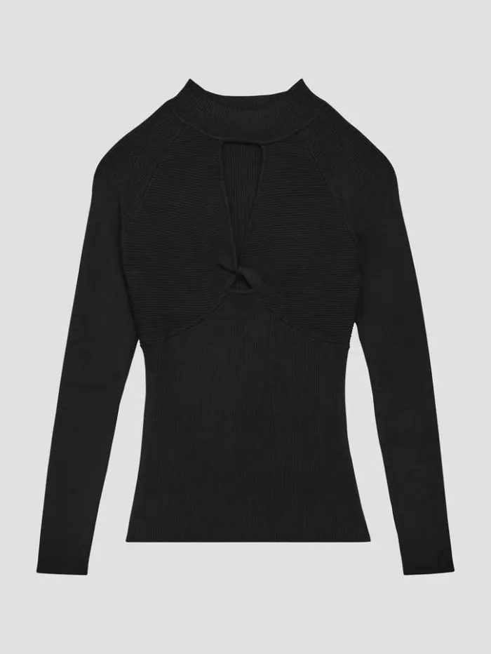 Women GUESS Tops Eco Rubie Cutout Sweater Black