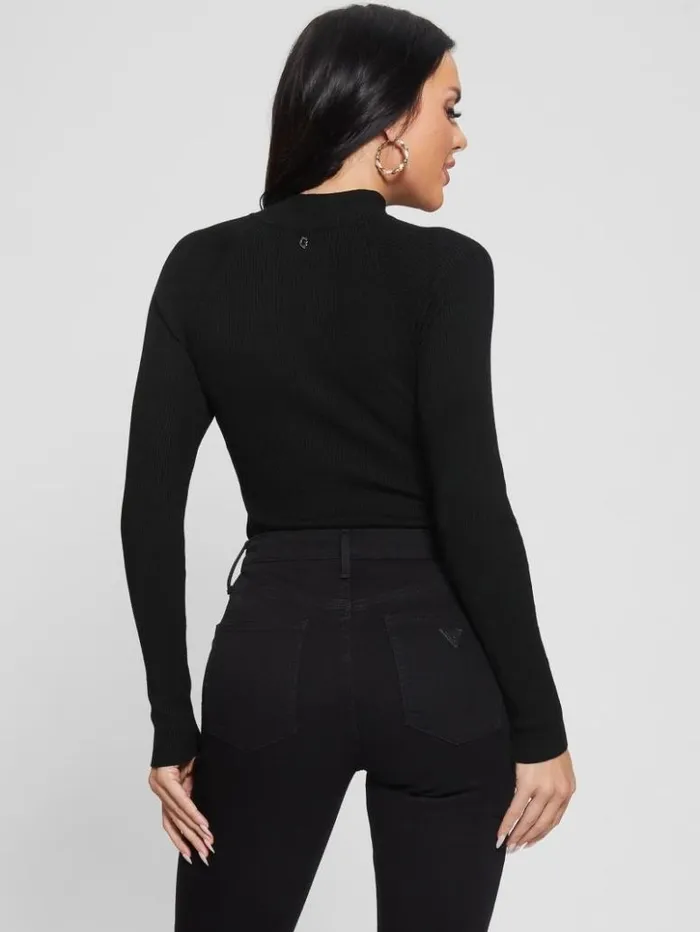 Women GUESS Tops Eco Rubie Cutout Sweater Black
