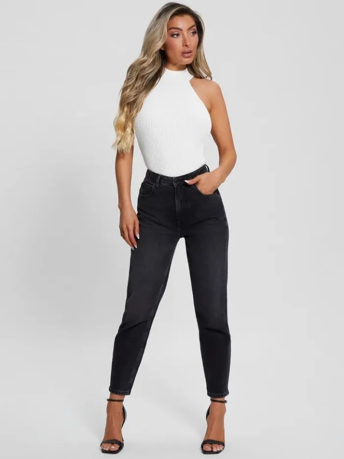 Women GUESS Tops Eco Shayna Mock Neck Top Dove White