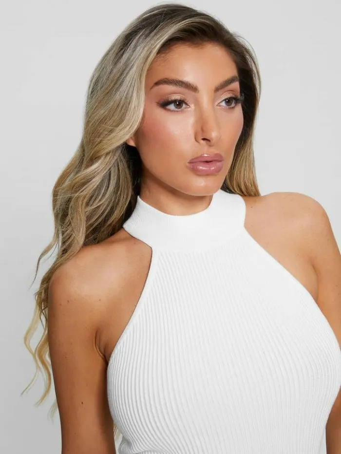 Women GUESS Tops Eco Shayna Mock Neck Top Dove White