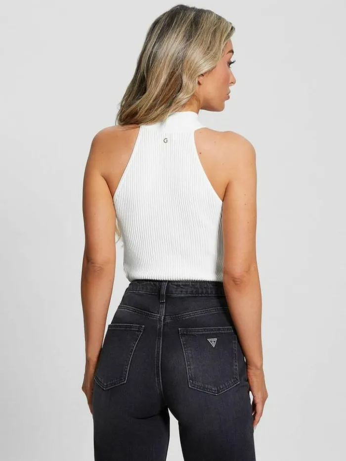 Women GUESS Tops Eco Shayna Mock Neck Top Dove White