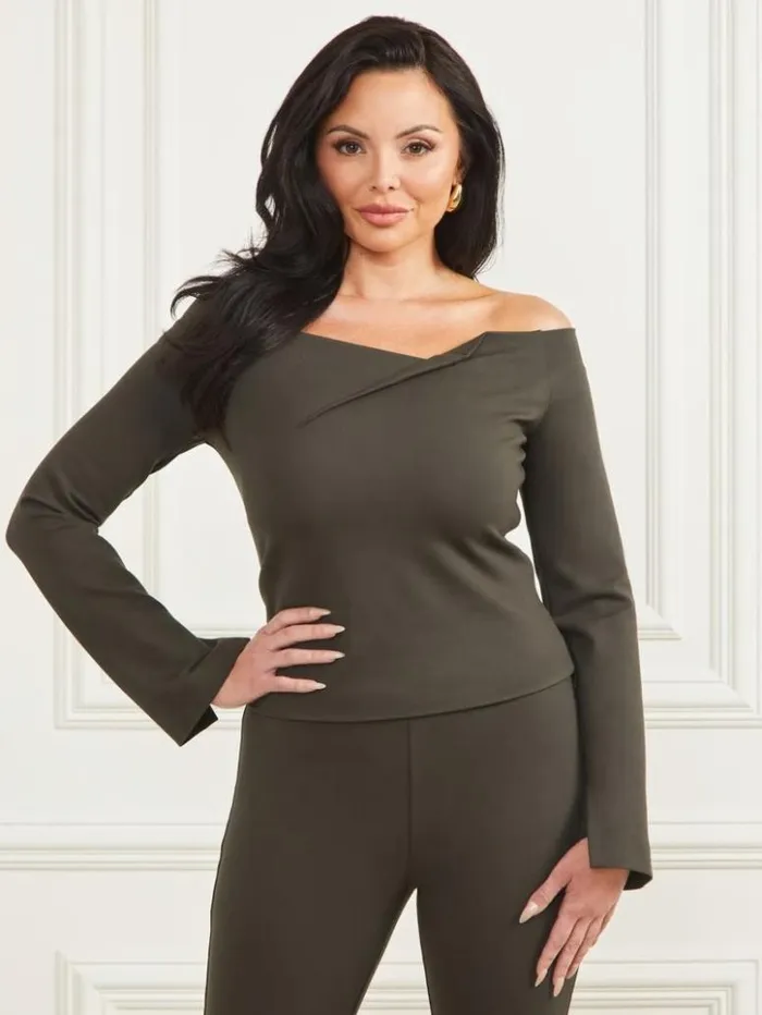 Women GUESS Tops Eilish Top 344 Olive Branch