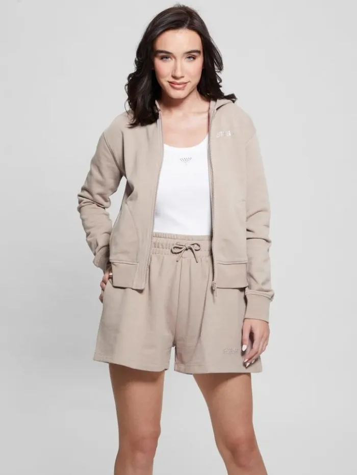 Women GUESS Tops Eleanora Zip Hoodie Summer Clay