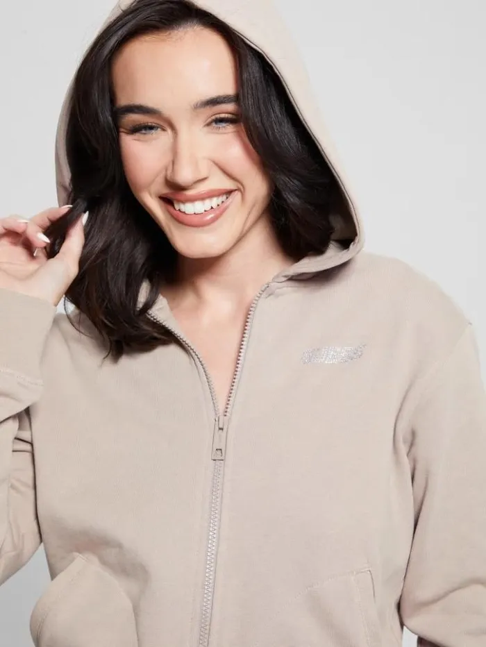 Women GUESS Tops Eleanora Zip Hoodie Summer Clay