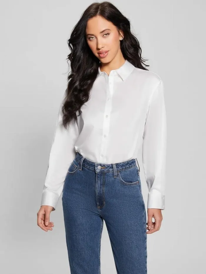 Women GUESS Tops Erica Oversized Top Pure White
