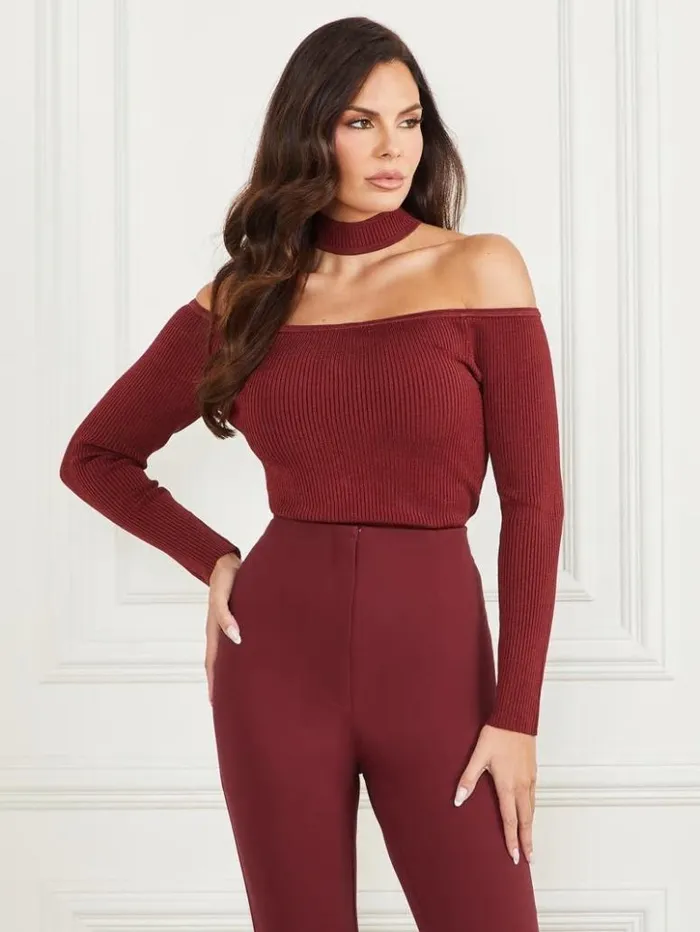 Women GUESS Tops Gabriela Sweater Top Vino