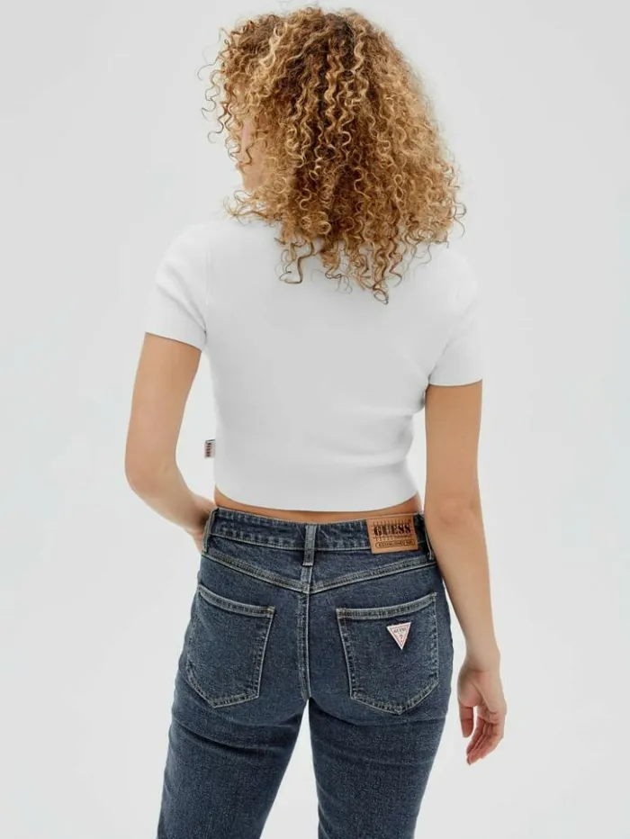 Women GUESS Tops GUESS Originals Sweater Polo Pure White