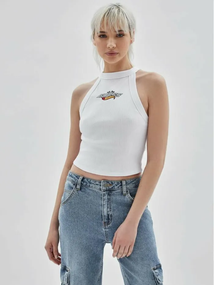 Women GUESS Tops GUESS Originals X Hot Wheels Logo Tank Pure White
