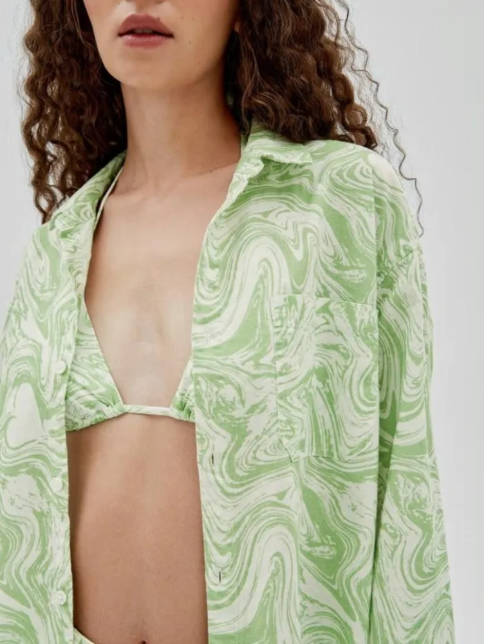 Women GUESS Tops GUESS Originals X J Balvin AOP Shirt Green Spring Multi