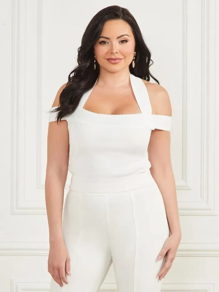 Women GUESS Tops Justine Sweater Top Pale Pearl