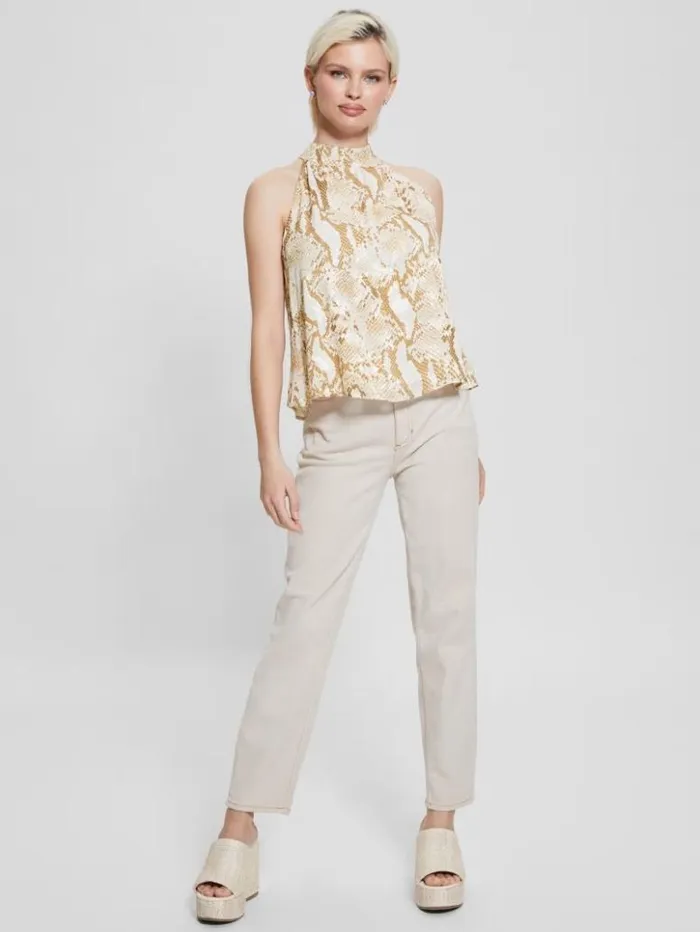 Women GUESS Tops Katia Printed Halter Top Rambling Snake