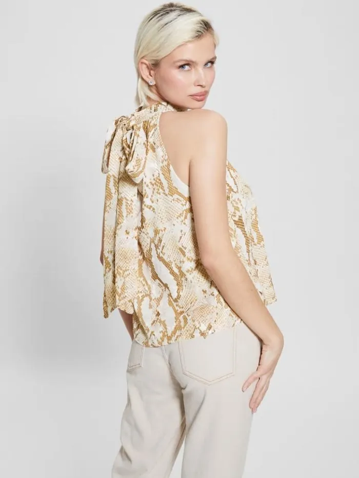 Women GUESS Tops Katia Printed Halter Top Rambling Snake