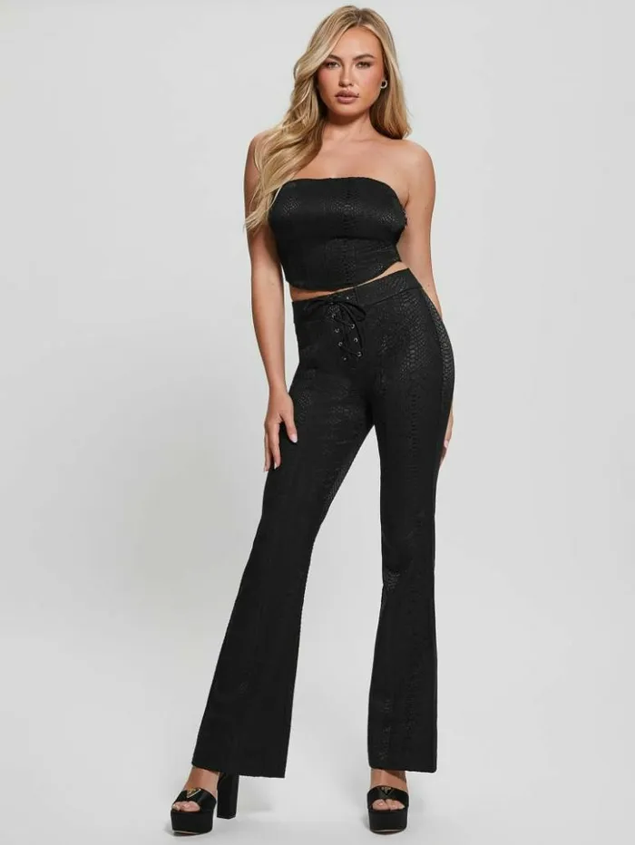 Women GUESS Tops Kiersten LaceUp Pants Black